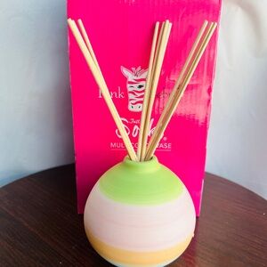 🌸 Pink Zebra Reed Diffuser Multicolor Vase